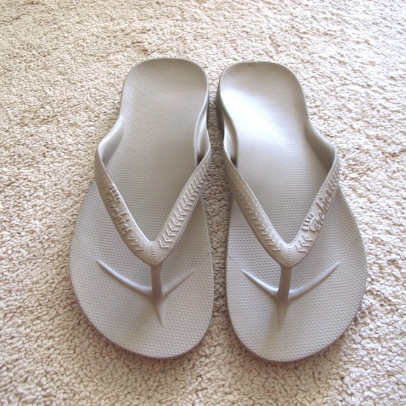 Archies Taupe Thong Flip Flop Comfort Sandals Beach Pool Orthotic Arch M9‎ W10 - Picture 2 of 5